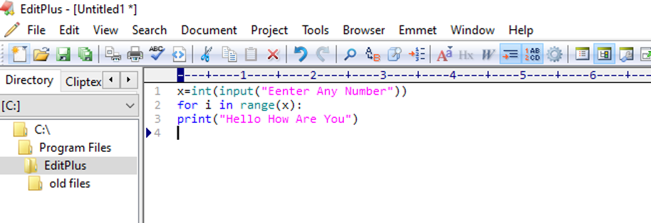 Python Code in EditPlus