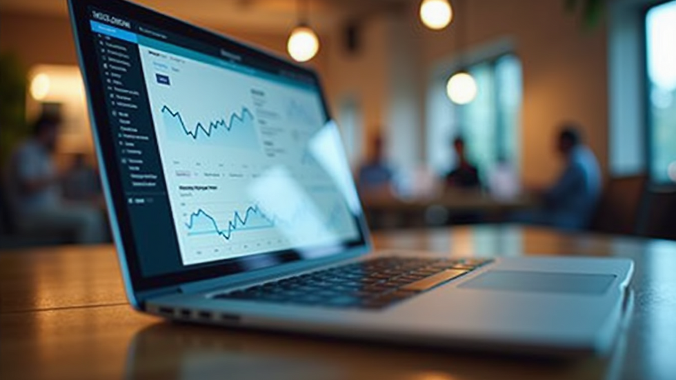 Eye-level view of a laptop screen showing social media analytics dashboard
