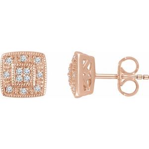 14K Rose 1/10 CTW Natural Diamond Cluster Earrings