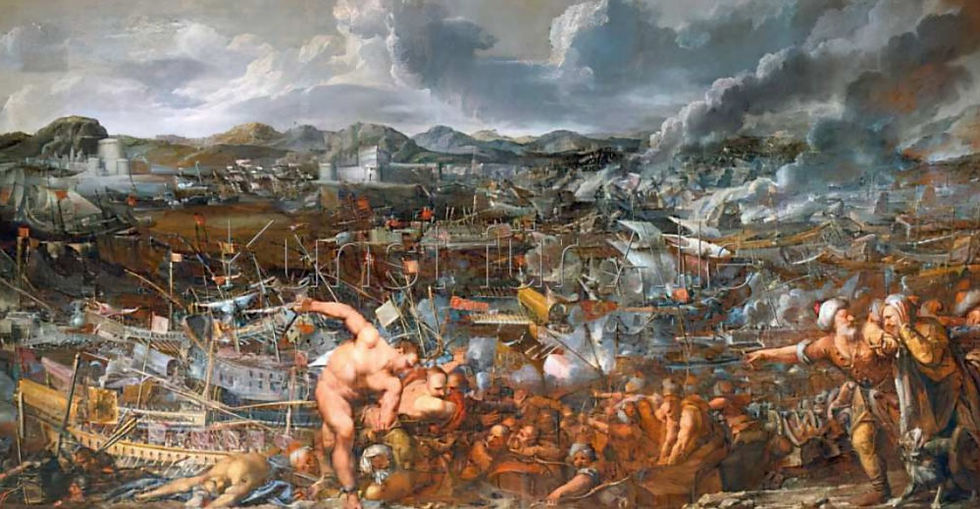 Cuadro de Pietro Liberi que representa la victoria veneciana sobre los turcos en los Dardanelos, 1656 en el Palacio Ducal (Sala Sala dello Scrutinio)