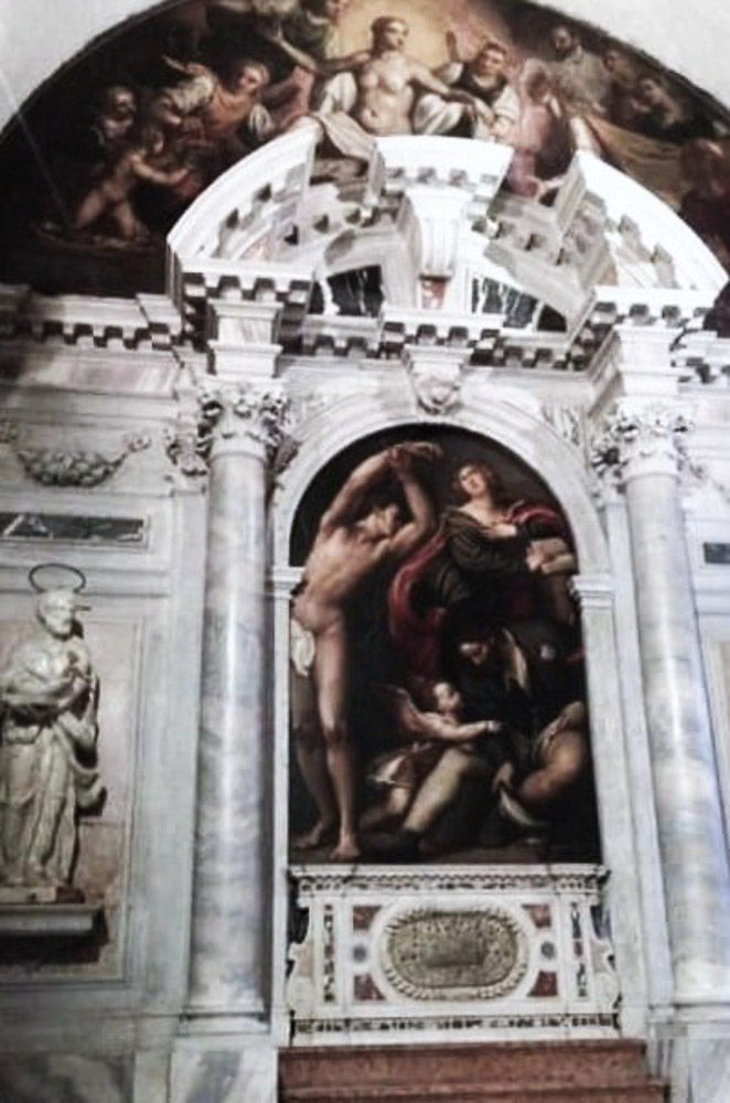 Santos Caterina, Sebastiano e Rocco, pintura de Pordenone