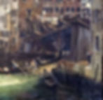 Detalle del cuadro de Canaletto donde se ve el Squero Vecio