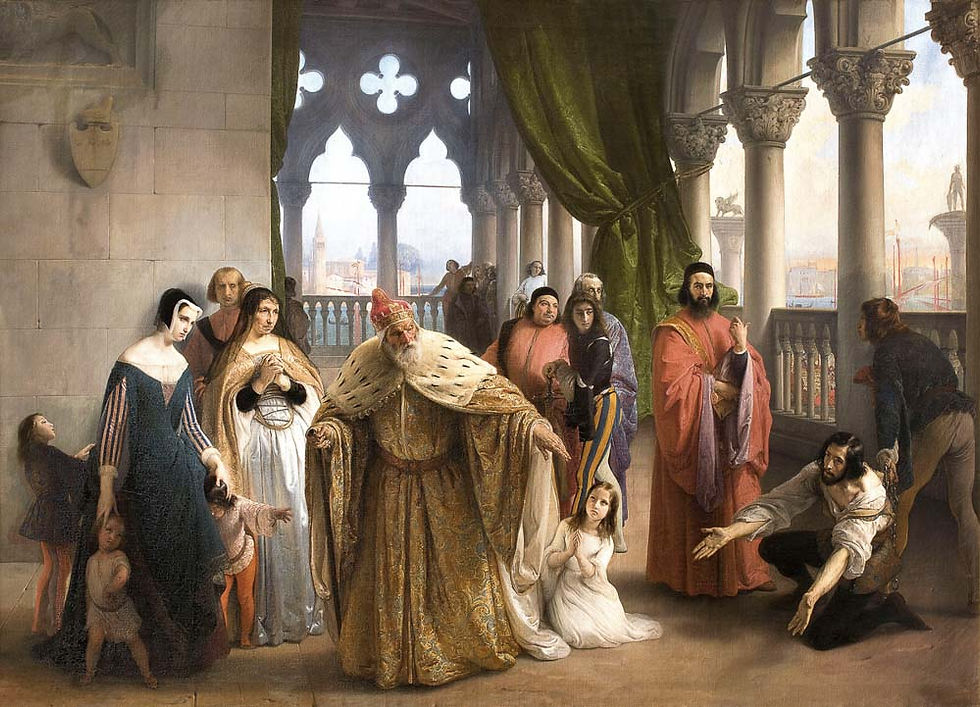 El último encuentro del dux Francesco Foscari con su hijo Jacopo en cuadro de Hayez