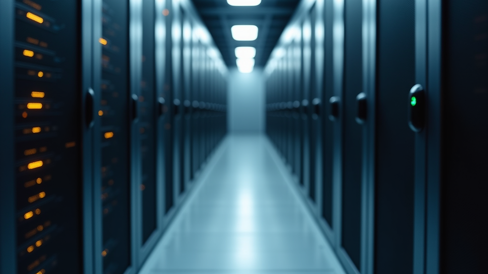 Vue en plongée d’un serveur informatique dans une salle de data center