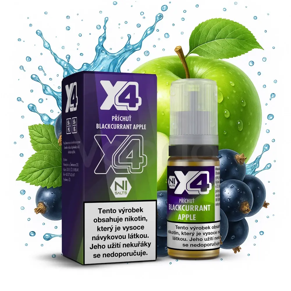 X4 Bar Juice SALT 10 ml - Černý rybíz a jablko (Blackcurrant Apple)