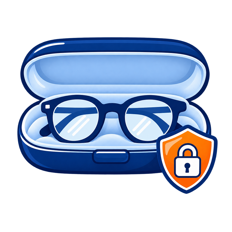 Eyeglasses in a protective case for glasses repair