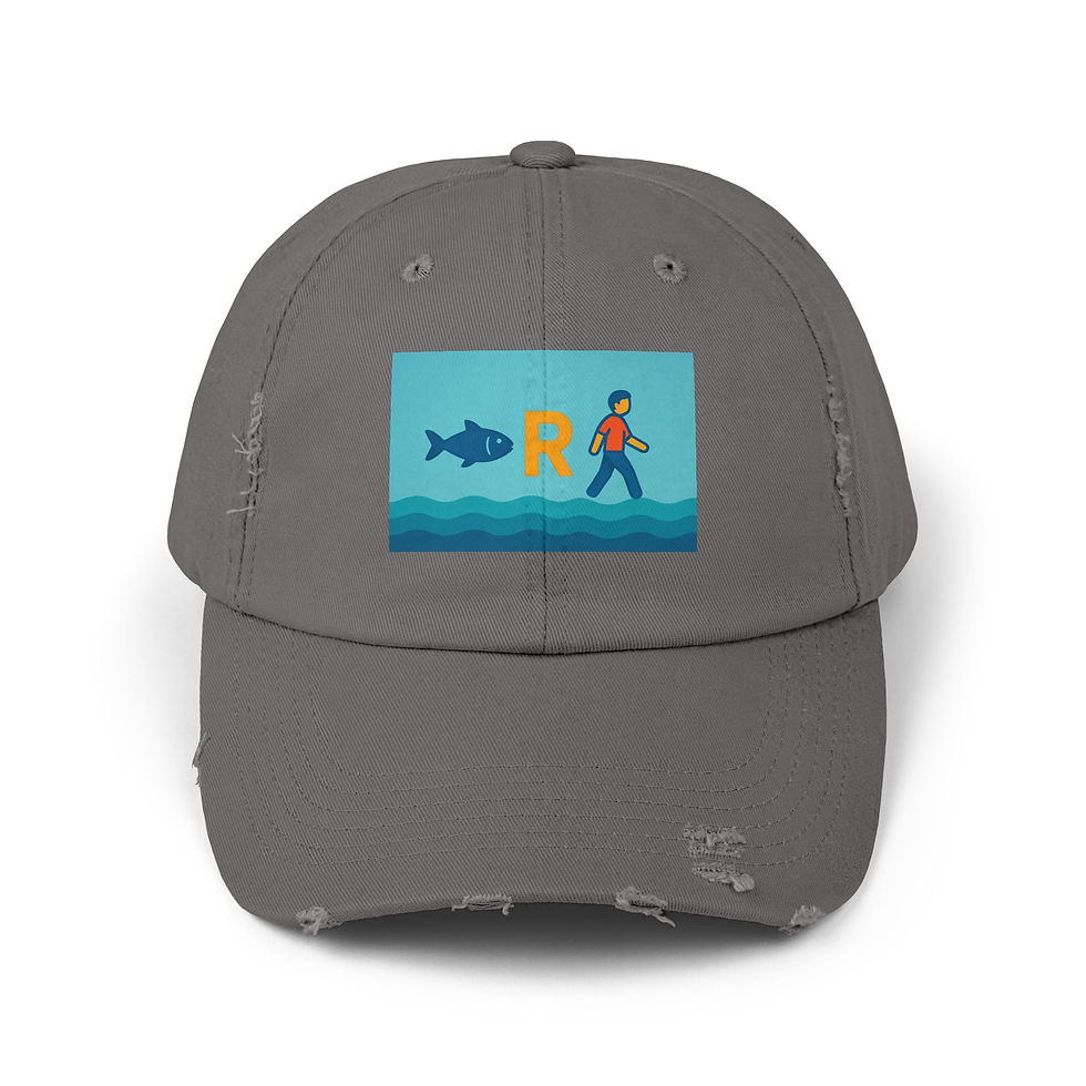 Thumbnail: Playful Distressed Cap with Fun Design, Outdoors, Fishing, Casual, Gifts