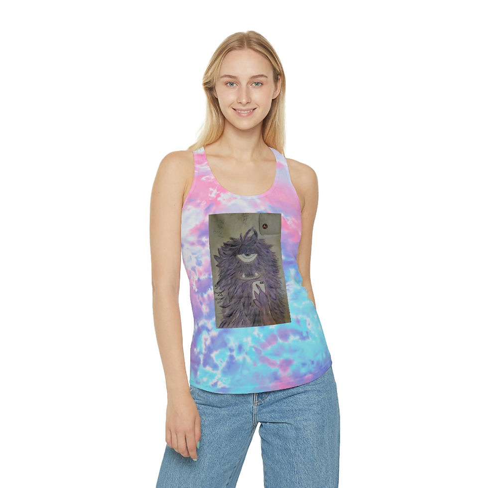 Thumbnail: Monsters Rule Aliens Drool Tie Dye Racerback Tank Top