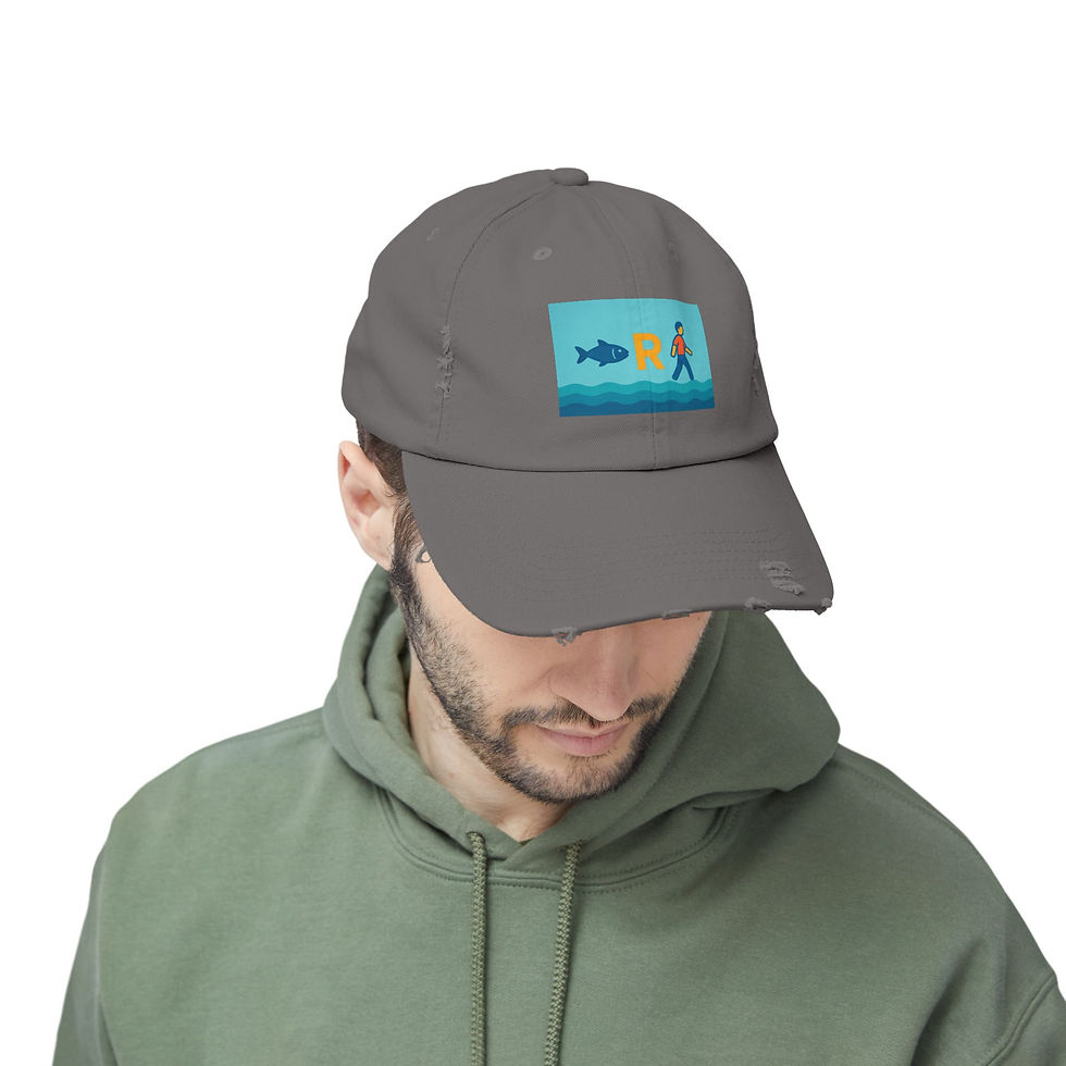 Thumbnail: Playful Distressed Cap with Fun Design, Outdoors, Fishing, Casual, Gifts
