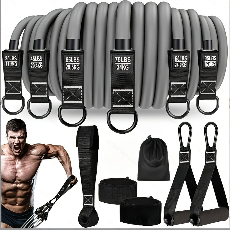 Thumbnail: Resistance strap with handle: used for muscle training, strength building, body 