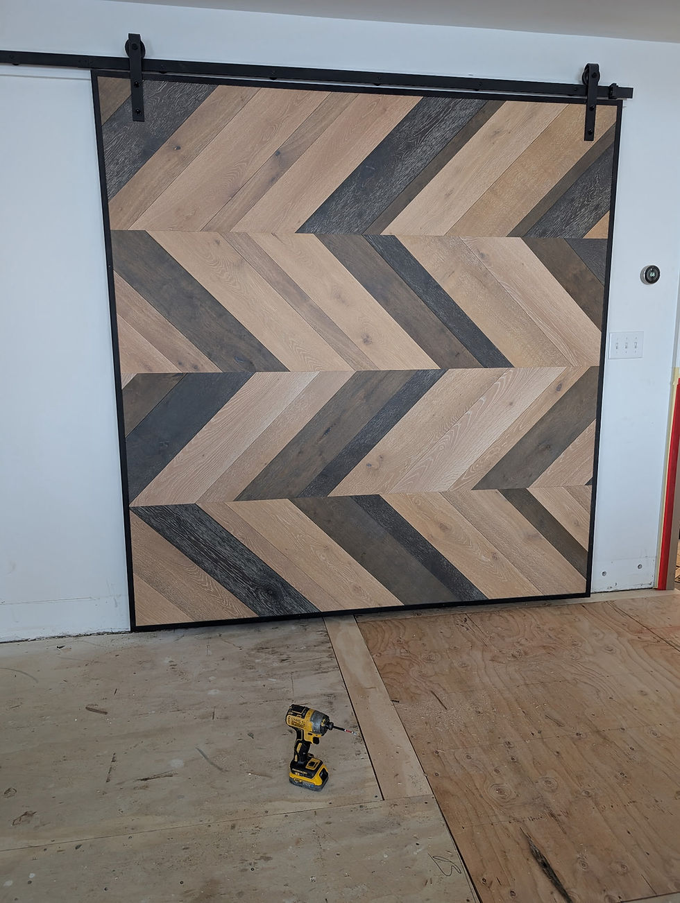 sliding door with hardware