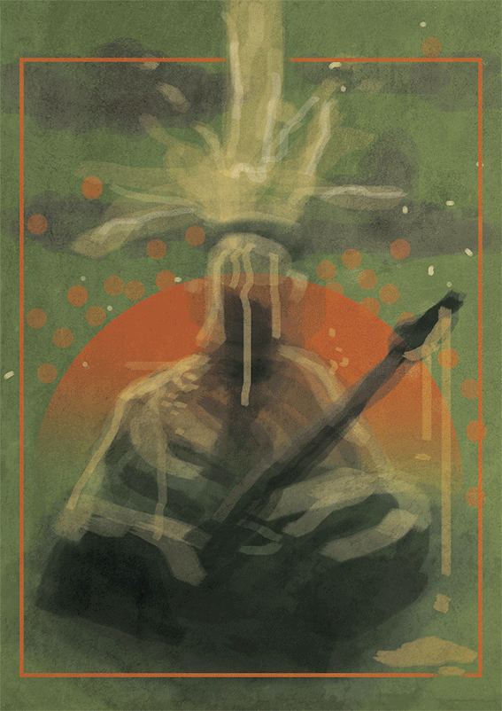 oli rogers, stegosaurus, art, illustration, illustrator, digital, surreal, magic, airbrush, psychedelic, alternative, retro, fantasy, spiritual, arcane, esoteric, alchemy, monsters, creatures, spooky, futurism, rock, karma, poster, band, flyer, gig, hindu