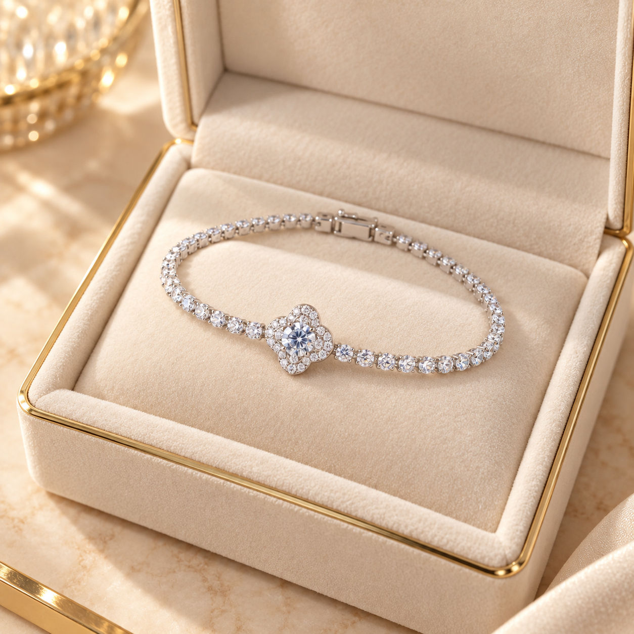 Crystal Clover Tennis Bracelet