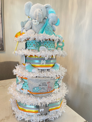 Baby Shower Mint and Yellow Diaper Cake