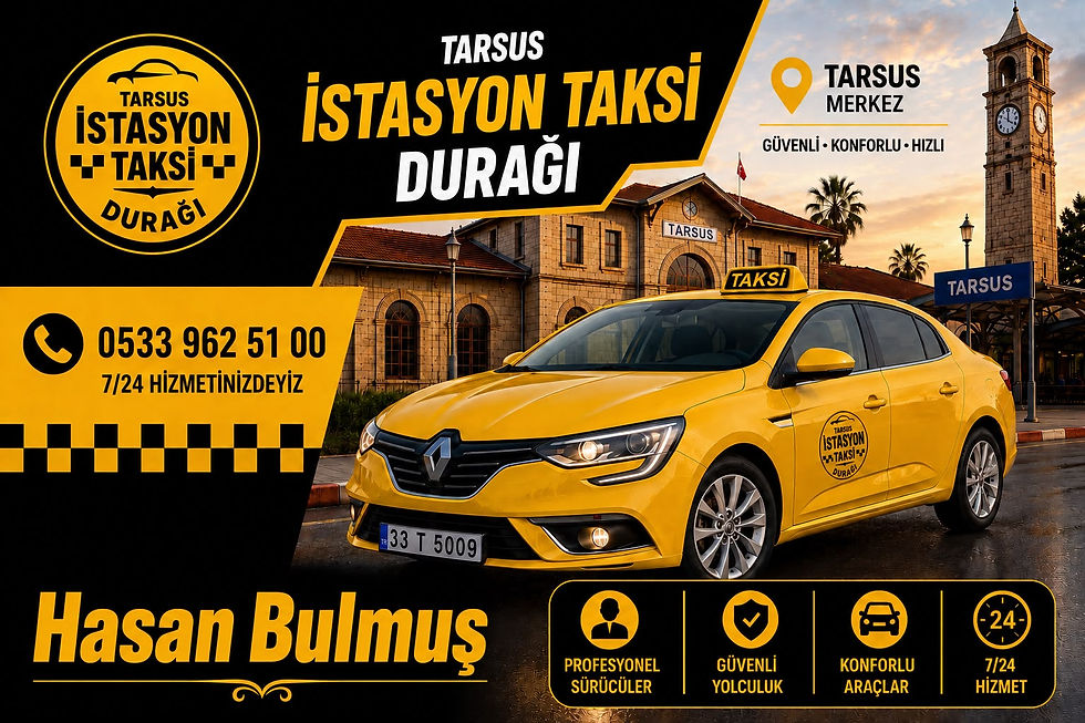 Tarsus istasyon binası ve sarı taksi