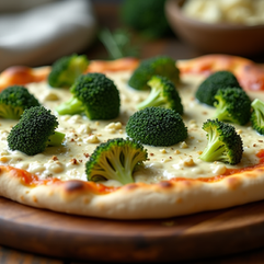 Cottage Cheese Dough Pizza with Roasted Broccoli and Creamy Garlic White Sauce Recipe