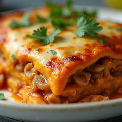 Delicious Baked Turkey Sweet Potato Enchilada Casserole Recipe