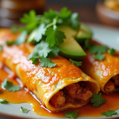 Ultimate Cinco de Mayo Enchiladas: A Chicken Feast with Beans Corn and Creamy Avocado Delight