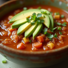 Delicious Mexican Taco Soup Recipe with Creamy Avocado Topping
