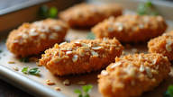 Deliciously Healthy Chicken Fingers with Almond Crust and Creamy Dip Recipe