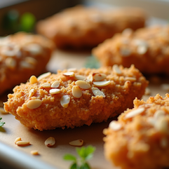 Deliciously Healthy Chicken Fingers with Almond Crust and Creamy Dip Recipe