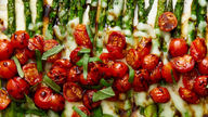 Delightful Caprese Grilled Asparagus with Cherry Tomatoes and Mozzarella Recipe