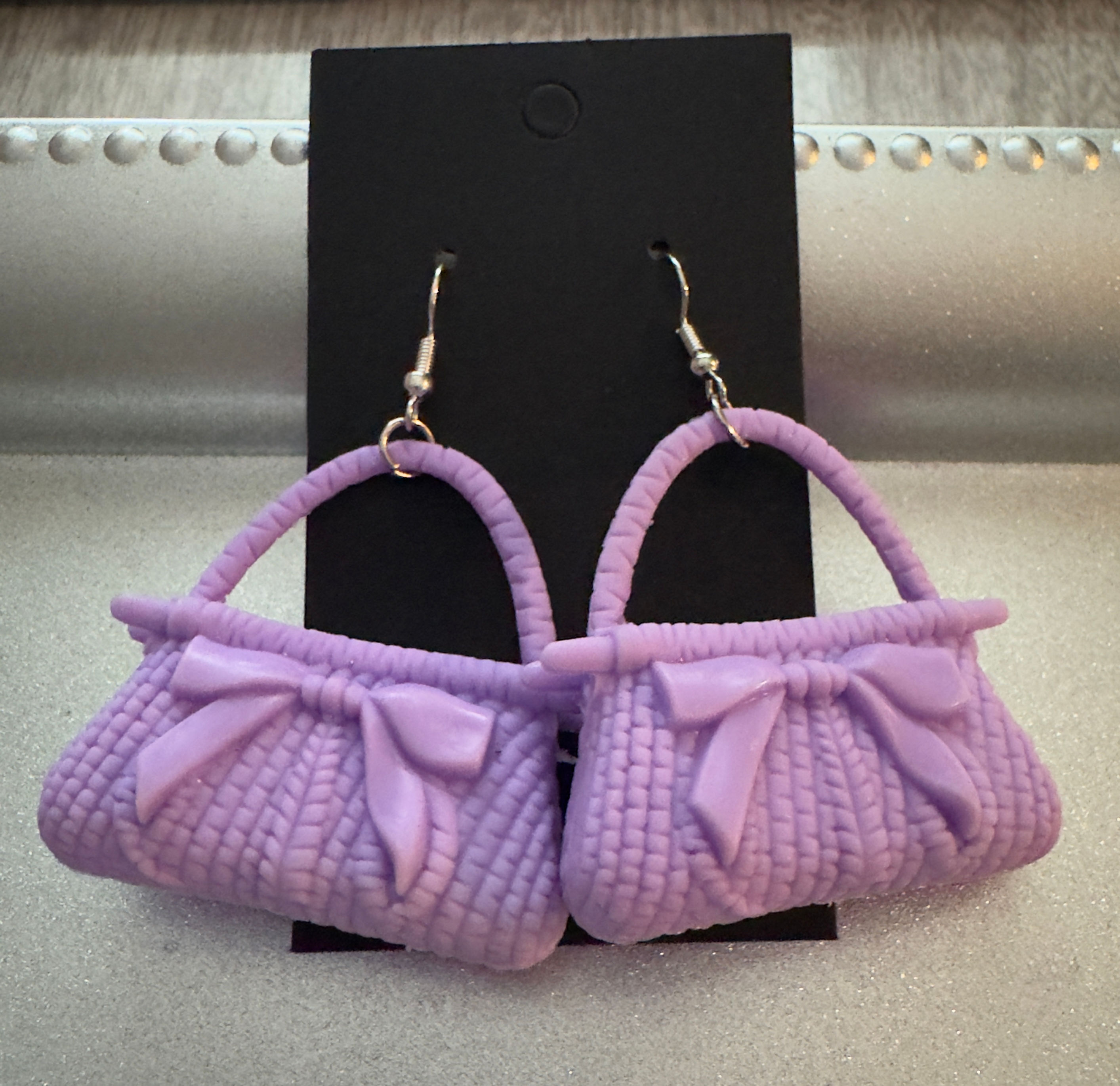 Lavender handbag earrings