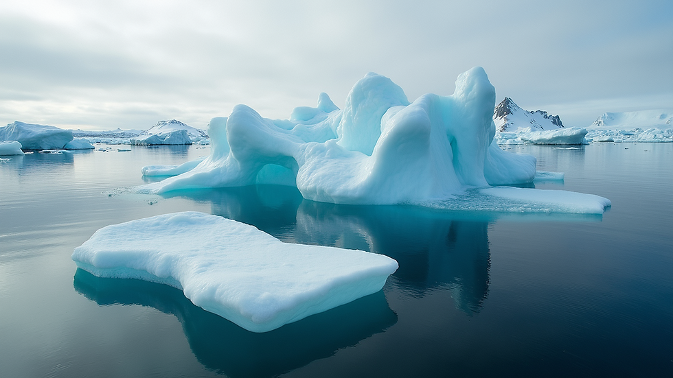 High angle view of stunning icebergs in the Arctic Ocean