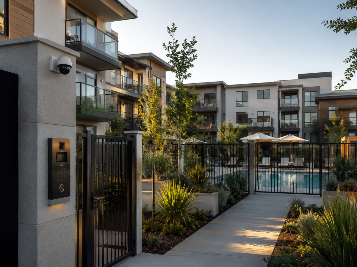 Modern multi-family apartment community with smart access control