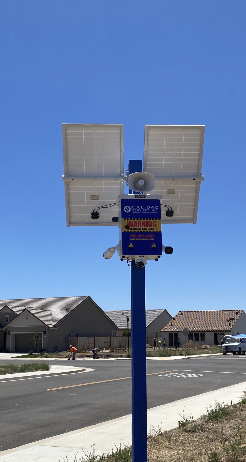 Calidad solar pole surveillance unit at a residential development