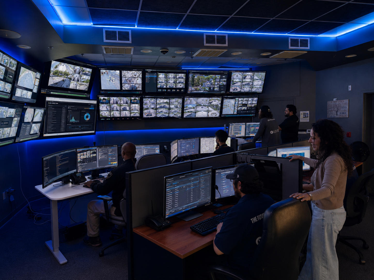 Calidad Security Operations Center — live operators monitoring camera feeds
