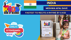 Fastest To Recite A Rhyme By A Kid- Achieved By Meshwa Apal Dave
