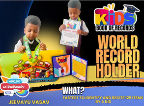 World Record For The Fastest To Identify And Recite 125 Items By A Kid - By Jeevayu Vasav