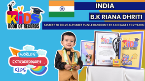 Fastest To Solve Alphabet Puzzle Randomly By A Kid - Achieved By B.K Riana Dhriti