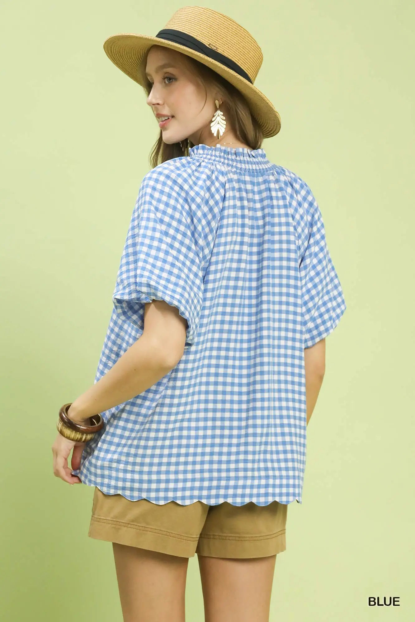 Blue gingham blouse