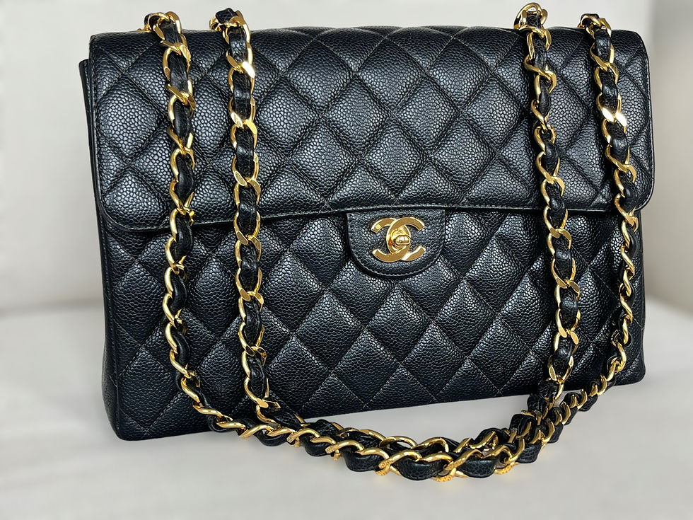 Thumbnail: CHANEL Caviar Vintage Jumbo Classic Flap