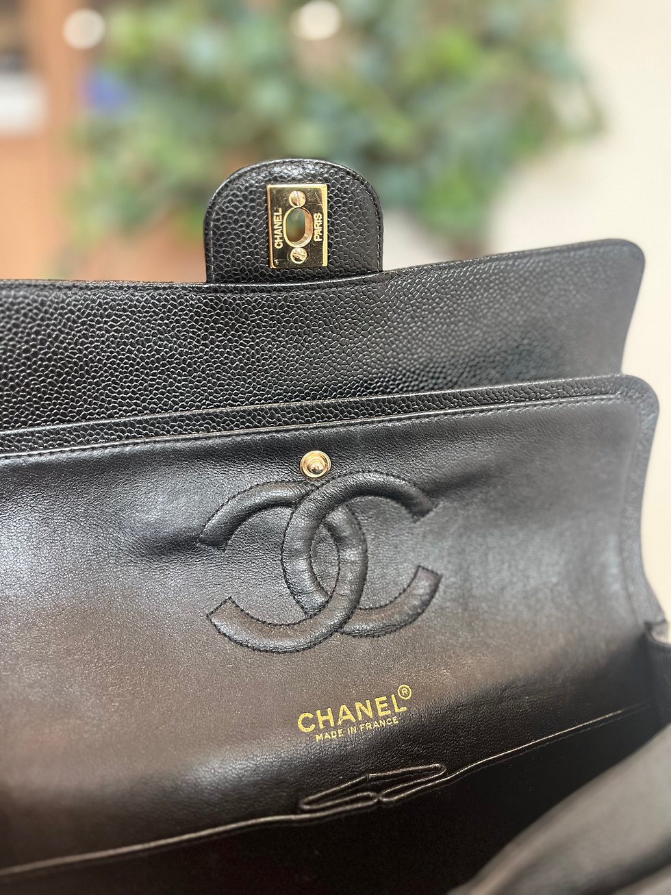 Thumbnail: Chanel Caviar Double Classic Flap Size Medium