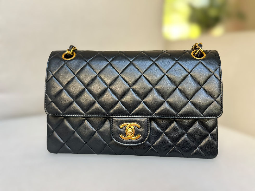 Thumbnail: Chanel Vintage Quilted Double Flap Medium Lambskin