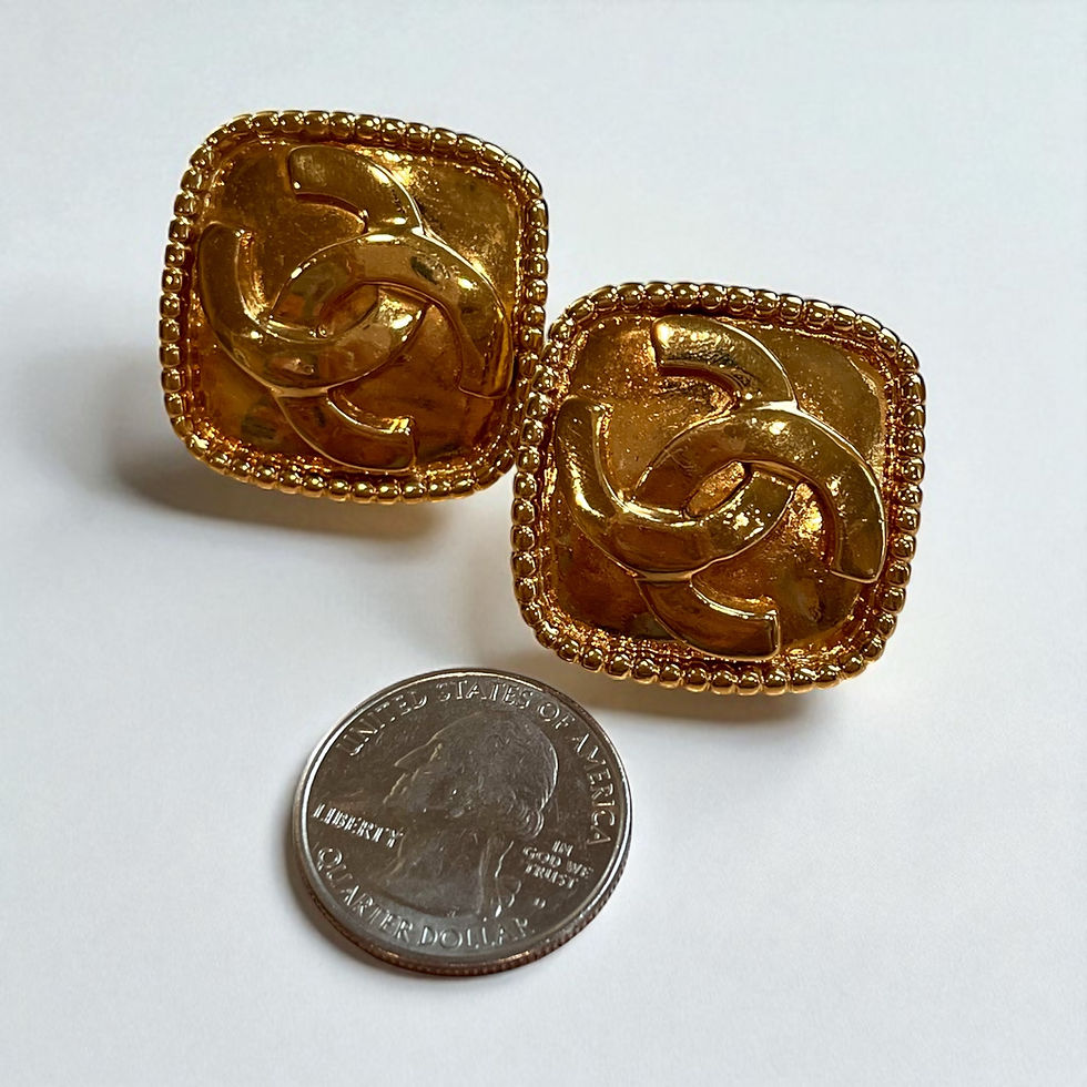Thumbnail: Chanel Vintage 24k Gold 1996 Coco Mark Oversized Logo Earrings