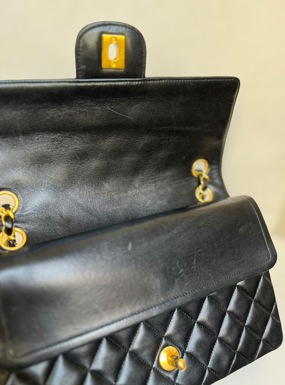 Thumbnail: Chanel Vintage Quilted Double Flap Medium Lambskin
