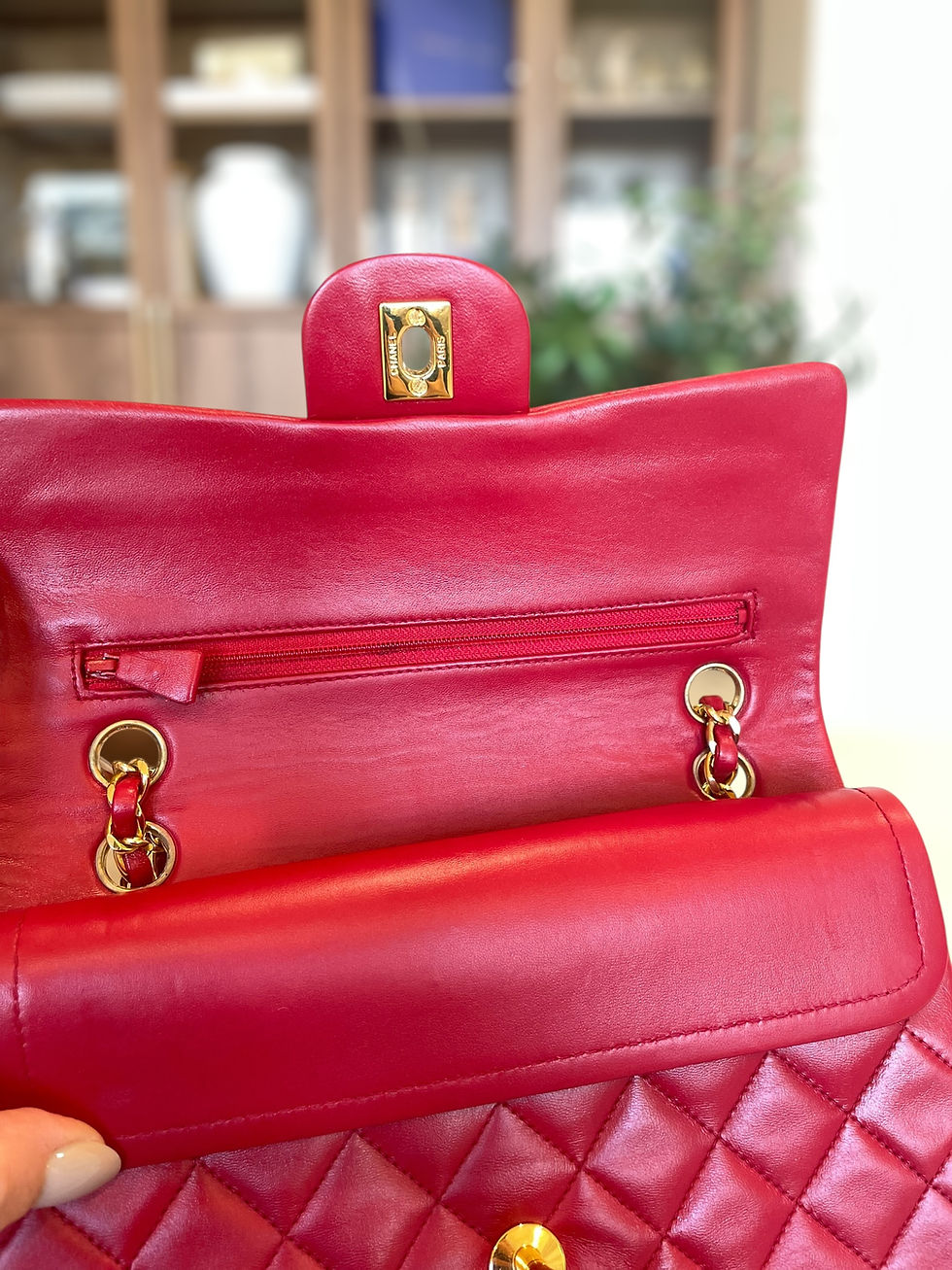 Thumbnail: Chanel Red Double Classic Flap Small