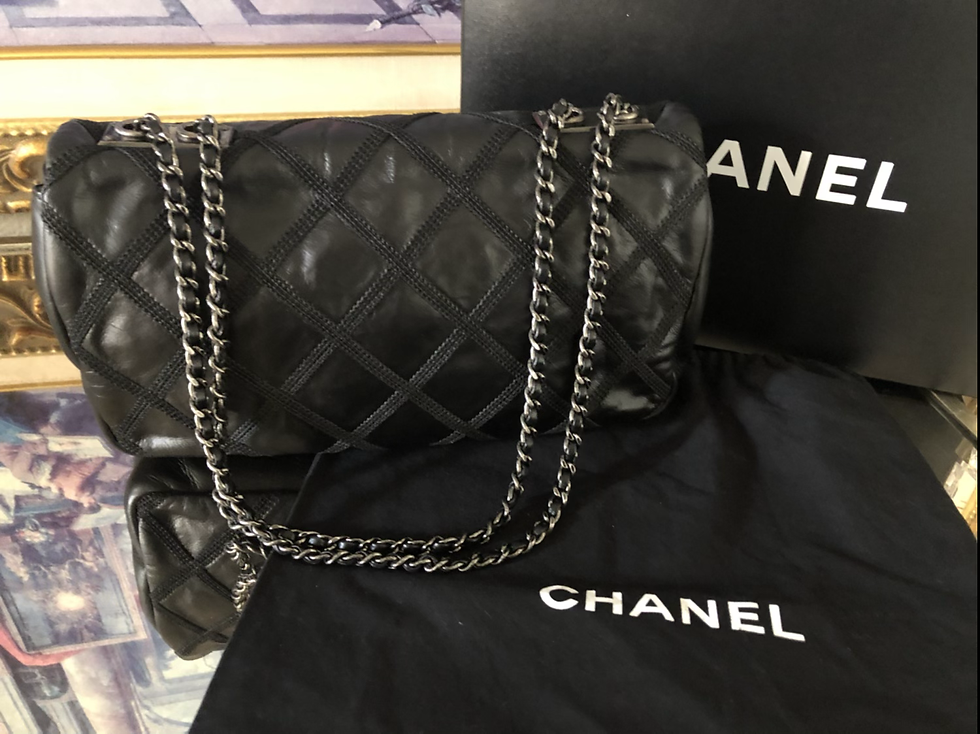 Thumbnail: Chanel Embroidered Trellis Jumbo Flap Bag 