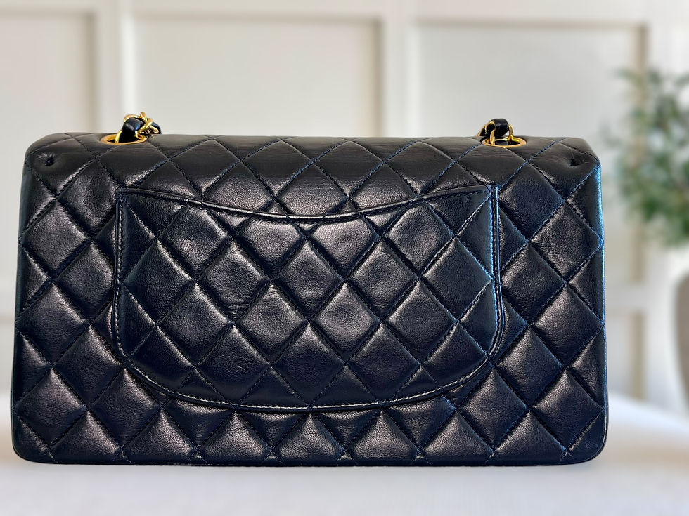 Thumbnail: CHANEL Vintage Classic Double Flap Medium Black Lambskin 24k Gold Hardware