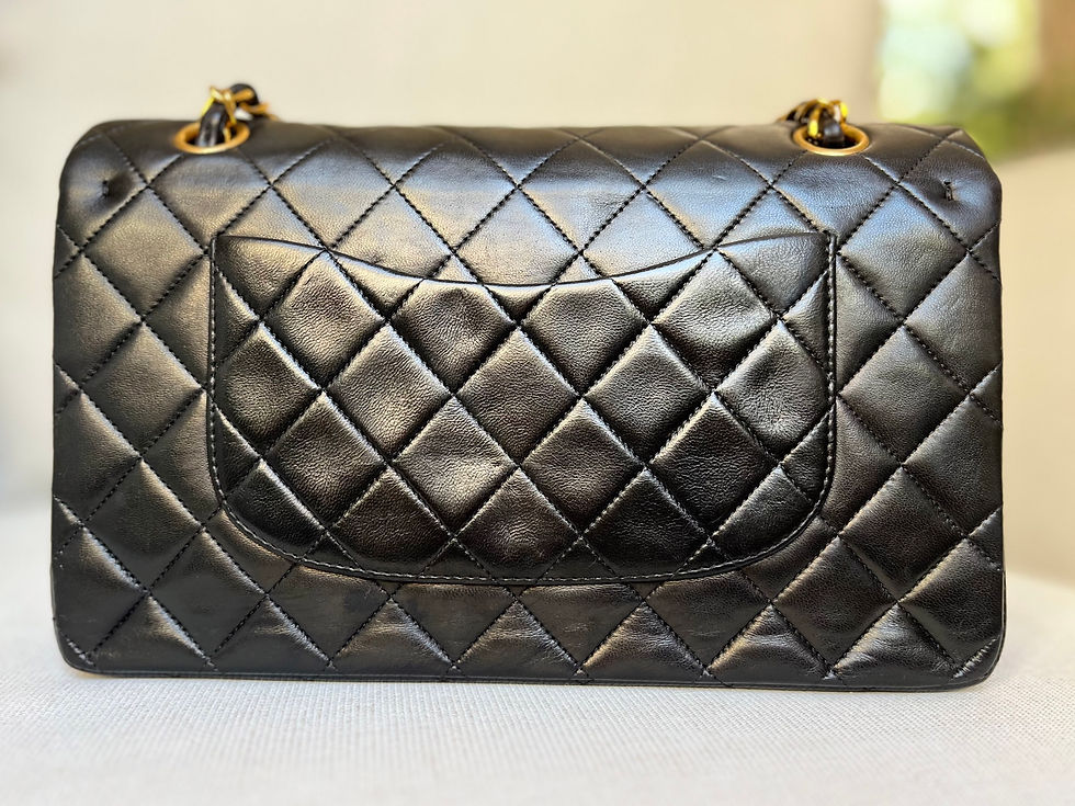Thumbnail: Vintage Chanel Classic Flap Handbag Black Lambskin 24K Gold Hardware Vintage Chanel Bag