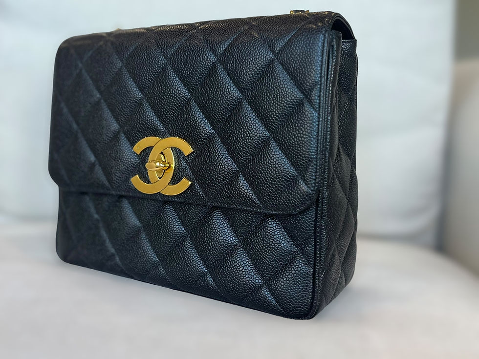 Thumbnail: CHANEL Vintage Caviar Jumbo XL CC Square