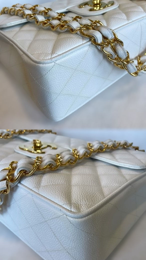 Thumbnail: Chanel Vintage Caviar Jumbo in Snow White