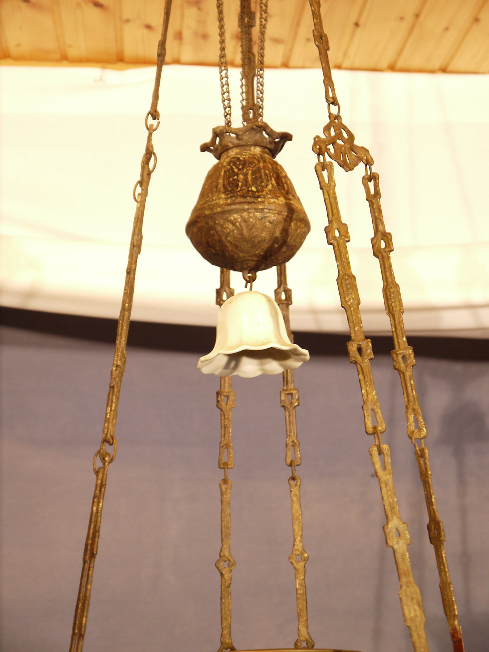 Miniaturbild: Sehr schöne Majolika-Deckenlampe, Jugendstil um 1895/1910...