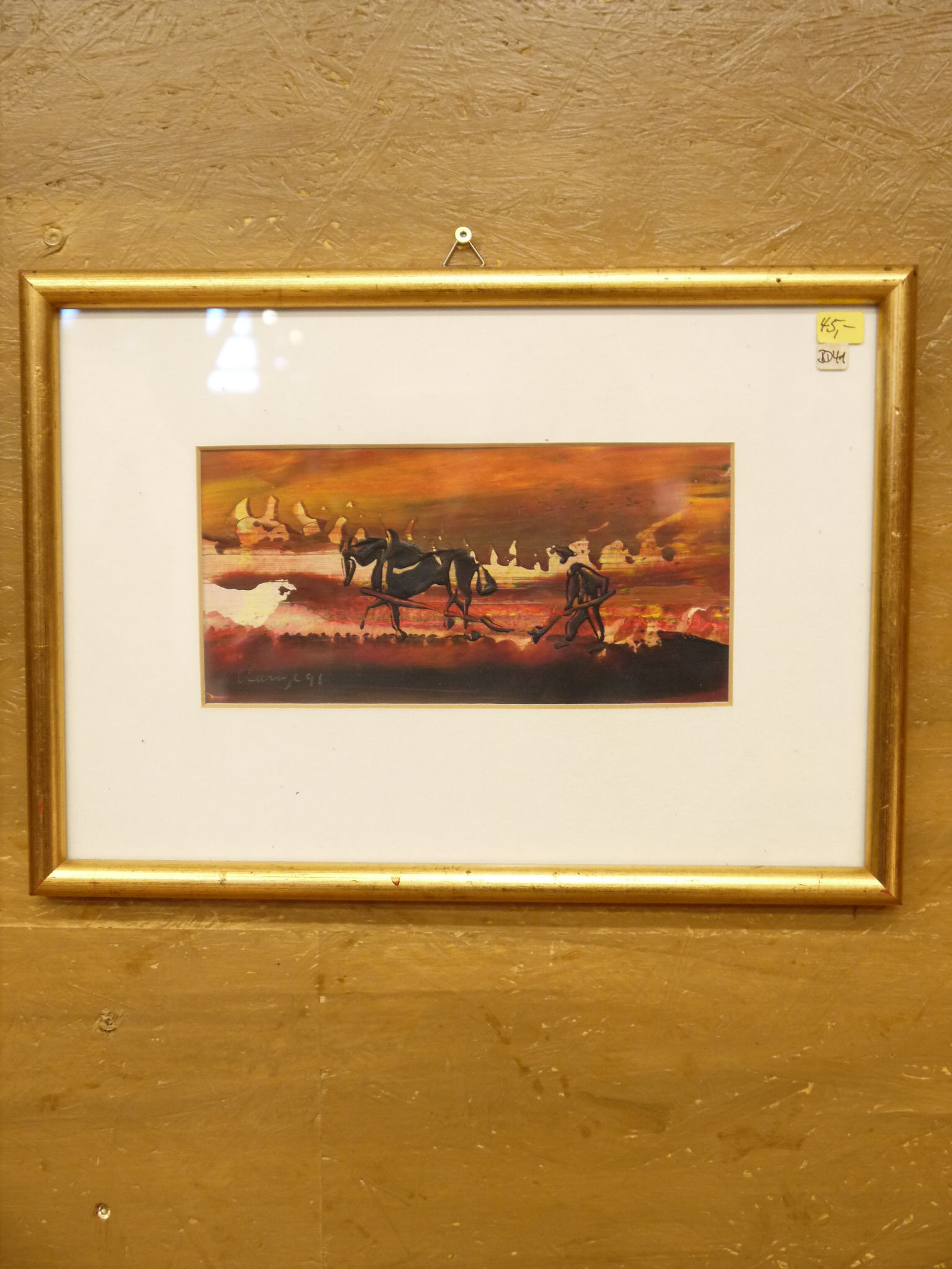 modernes Gemälde, goldfarbene Leiste...