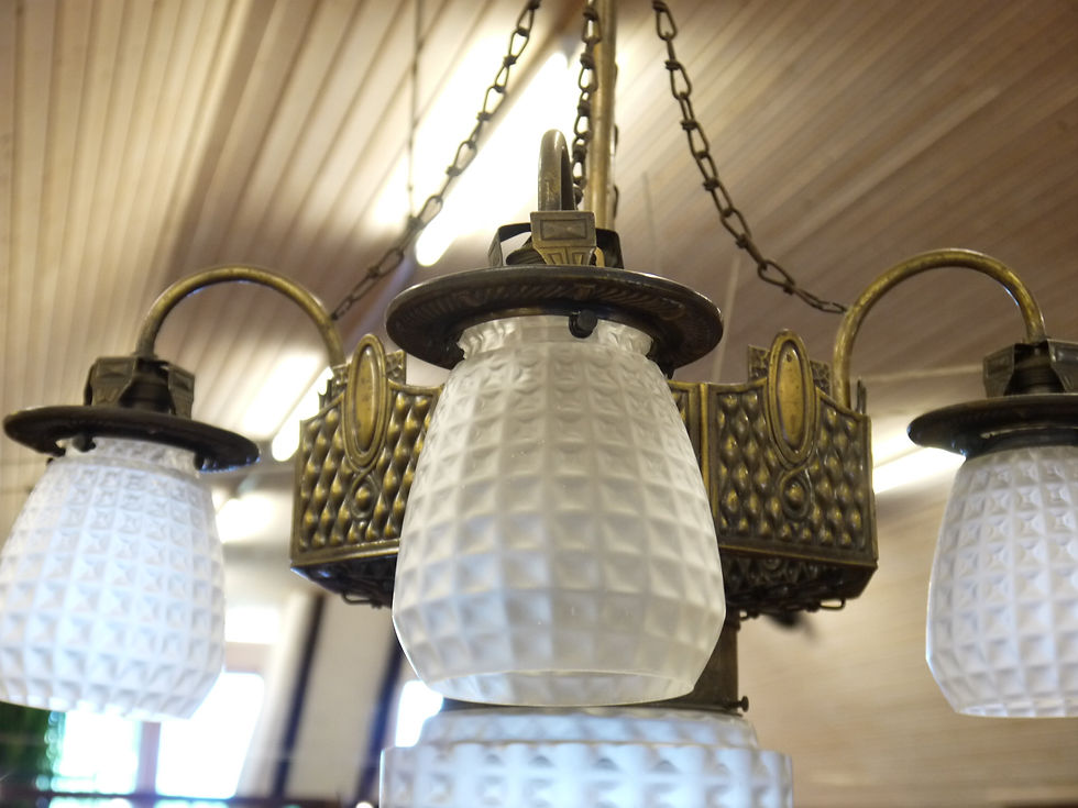 Miniaturbild: Sehr elegante Jugendstil-Deckenlampe, 5 flammig...