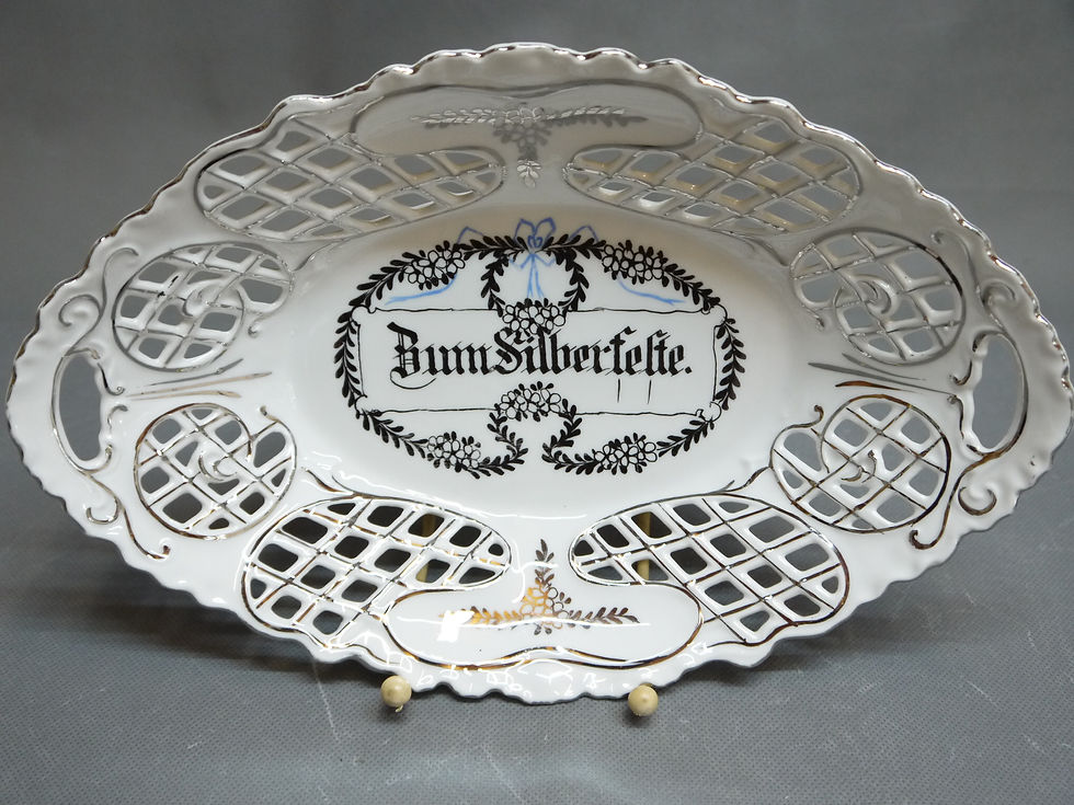 Miniaturbild: Stilvolle, ältere, ovale Schale: ZUM SILBERFESTE...